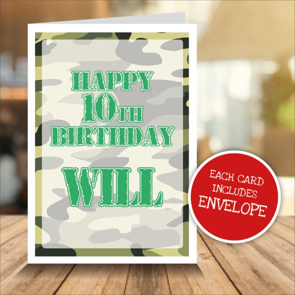 Army Camouflage Personalised Birthday Card