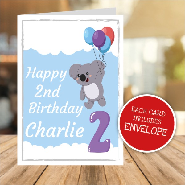 2nd Birthday Koala Personalised Card