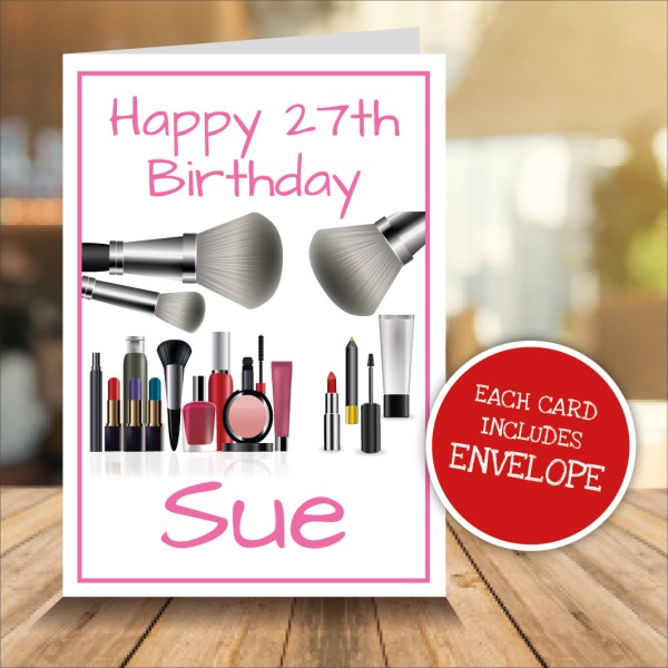 Beauty Make Up Personalised Birthday Card