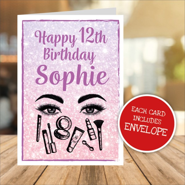 Beautiful Eye Makeup Personalised Birthday Card