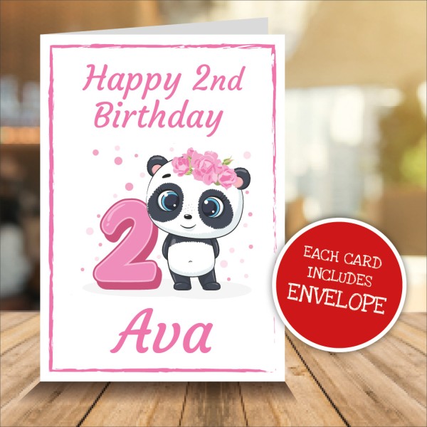 2nd Birthday Personalised Panda Card