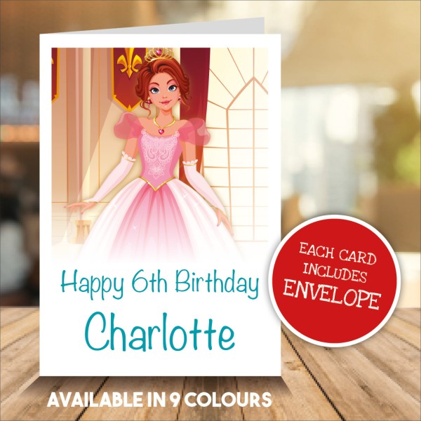 Beautiful Pink Princess Personalised Birthday Card