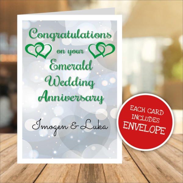 Congratulations on your Emerald Wedding Anniversary Personalised Card