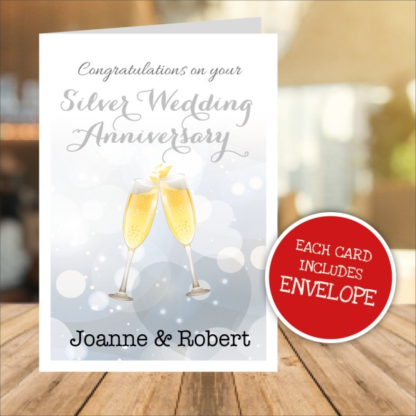 Congratulations on your Silver Wedding Anniversary Personalised Card