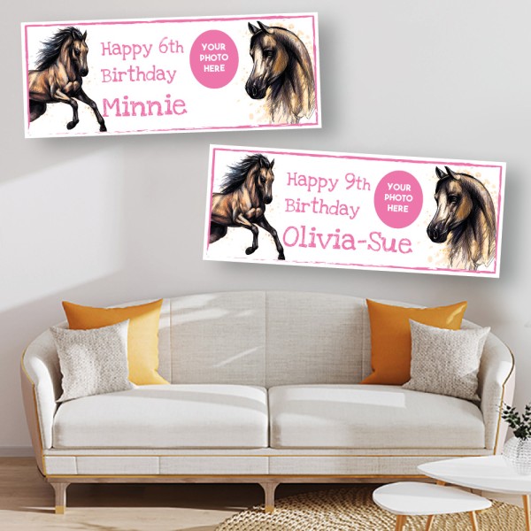 Horse Personalised Photo Birthday Banners