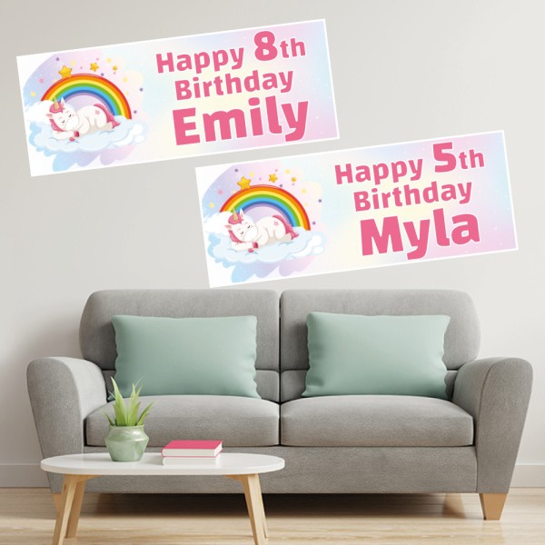 Unicorn Sleeping Personalised Birthday Banners