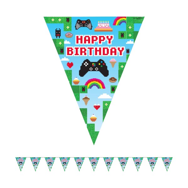 Holographic Happy Birthday Gaming Bunting