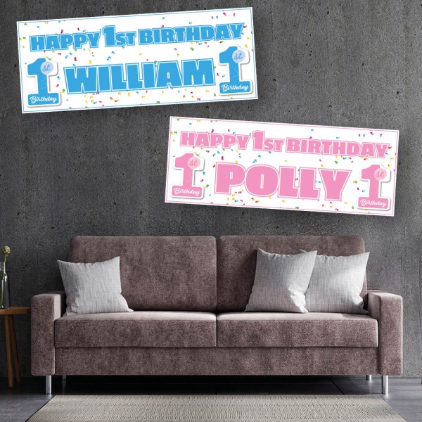 1st Birthday Number Personalised Banners