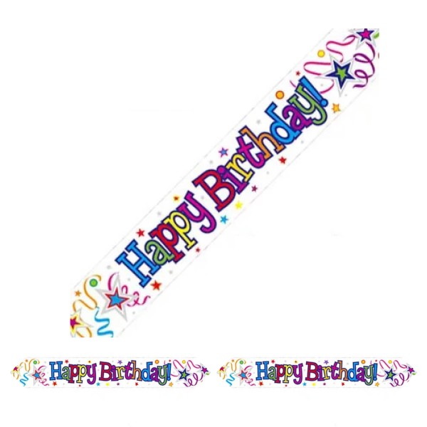 Happy Birthday Ribbons & Stars Party Banner