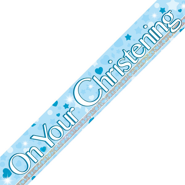 Holographic Christening Banner (Blue)