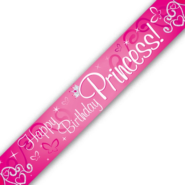 Holographic Birthday Princess Banner (Pink)