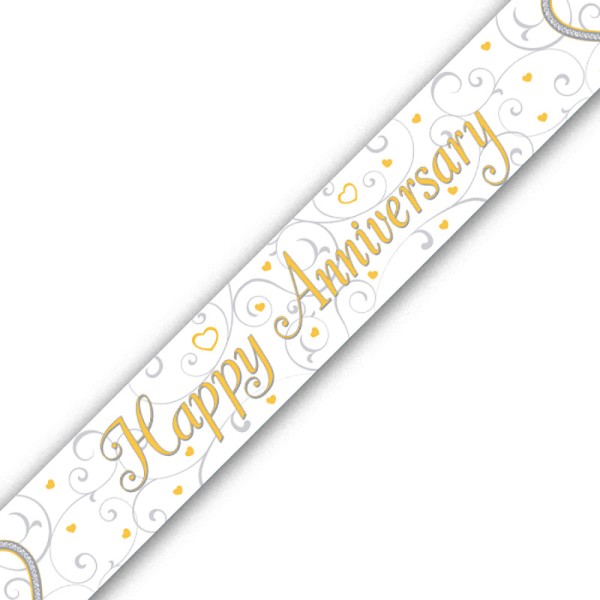 Happy Anniversary Linked Heart Banners