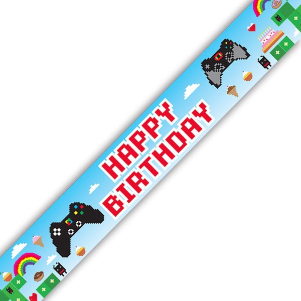 Holographic Happy Birthday Gaming Banner
