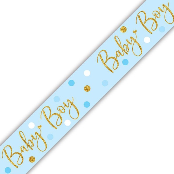 Holographic Baby Boy Sparkle Banner