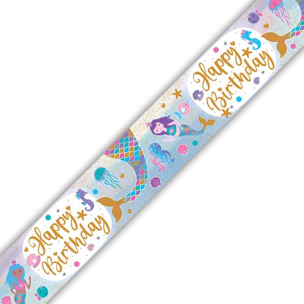 Happy Birthday Shimmering Mermaid Banner