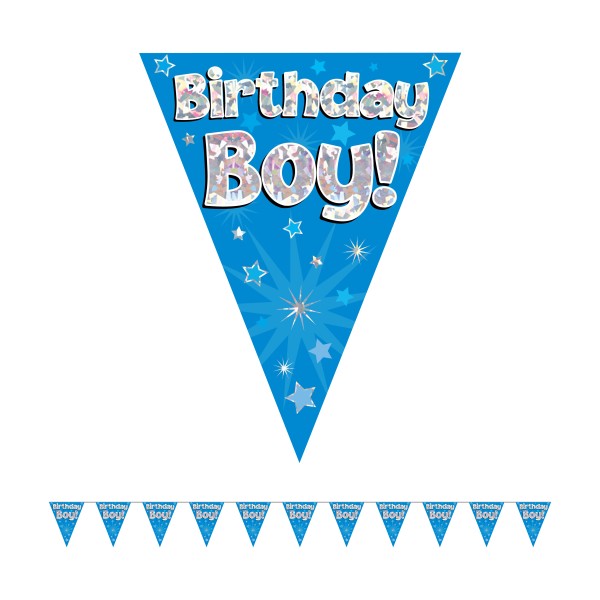 Holographic Birthday Boy Bunting (Blue)