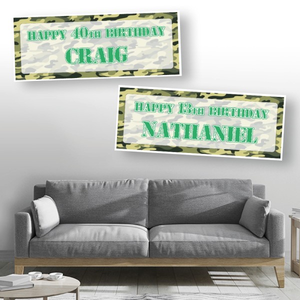 Army Camouflage Personalised Birthday Banners