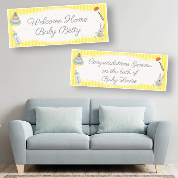 Baby Personalised Banners - Yellow