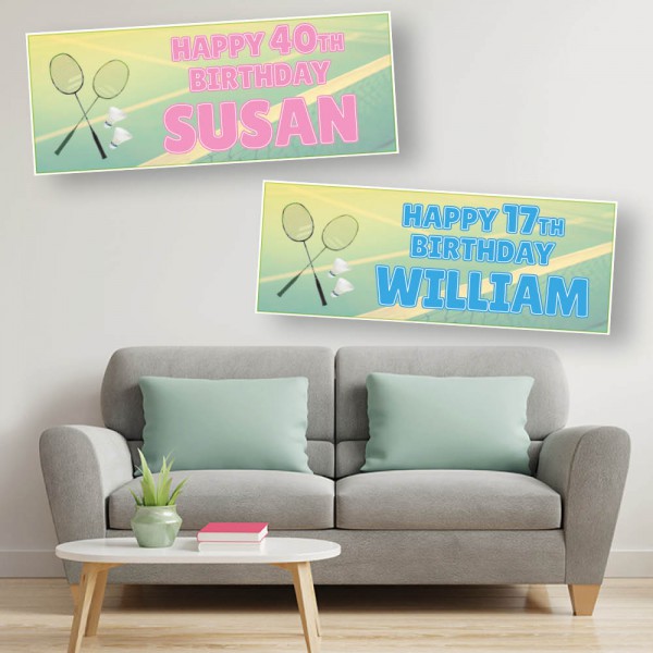 Badminton Personalised Birthday Banners