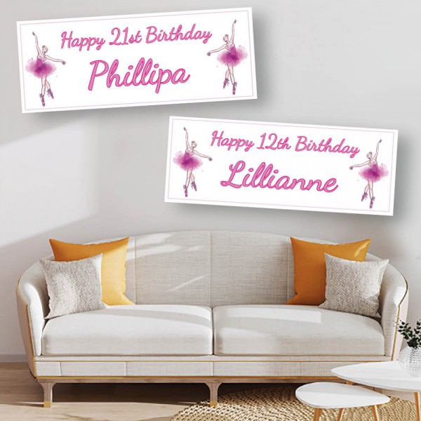 Elegant Ballerina Personalised Birthday Banners
