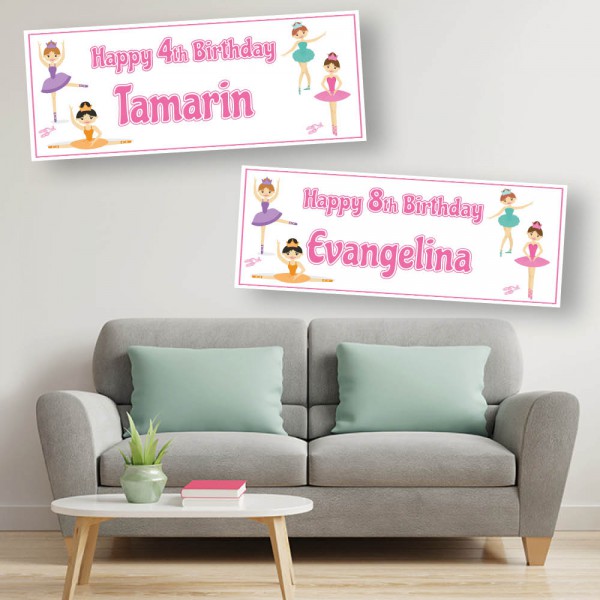 Pretty Ballerina Personalised Birthday Banners