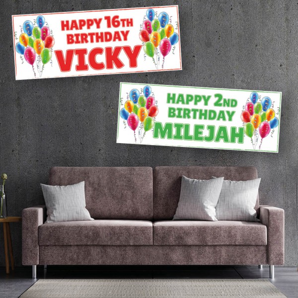 Balloon Side Personalised Birthday Banners