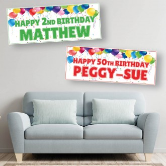 Balloon Top Personalised Birthday Banners