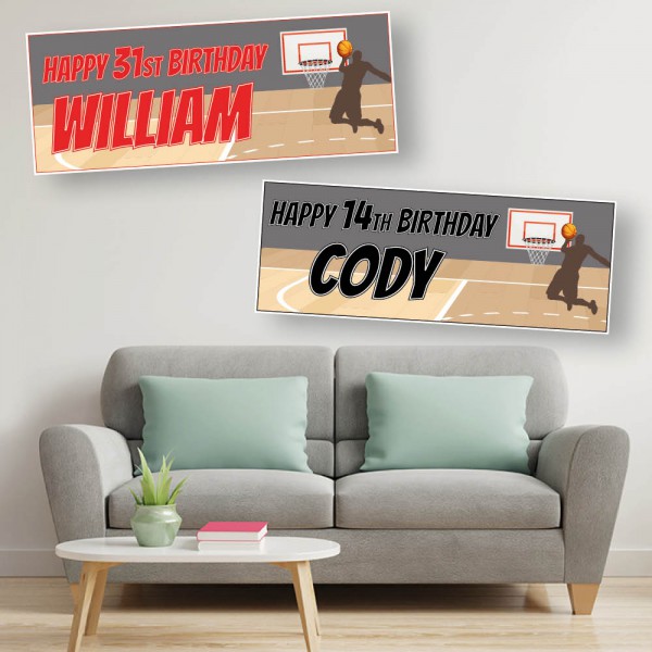 Basketball Personalised Birthday Banners