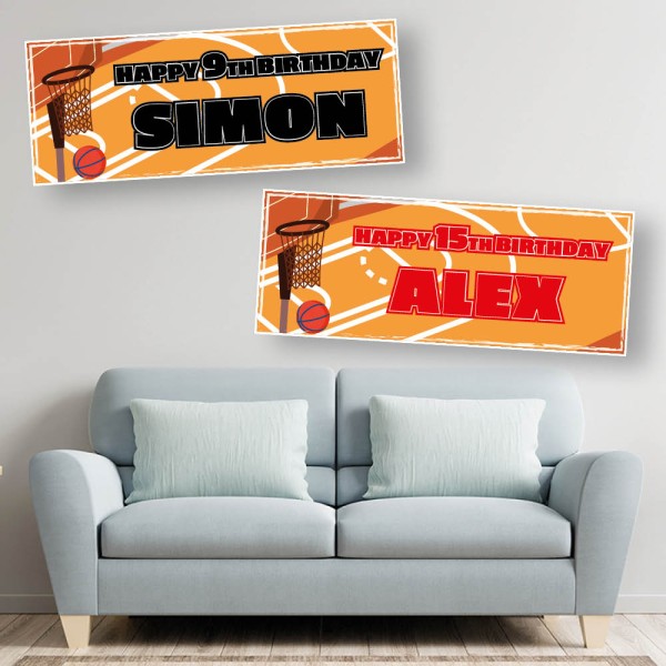 Basketball Court Personalised Birthday Banners