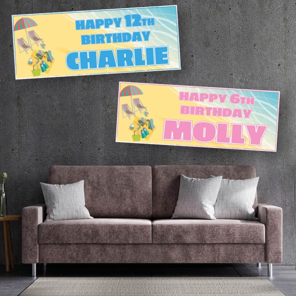 Beach Personalised Birthday Banners