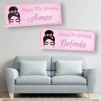 Beauty Hair Bow Personalised Birthday Banners