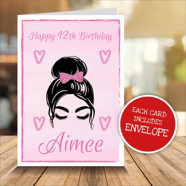 Beauty Hair Bow Personalised Birthday Card