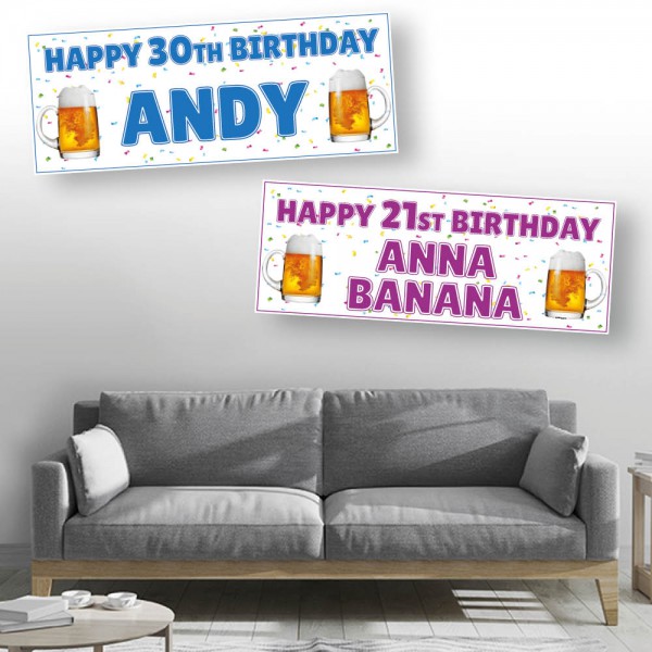 Beer Personalised Birthday Banners 