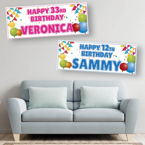 Bunting Balloon Personalised Birthday Banners