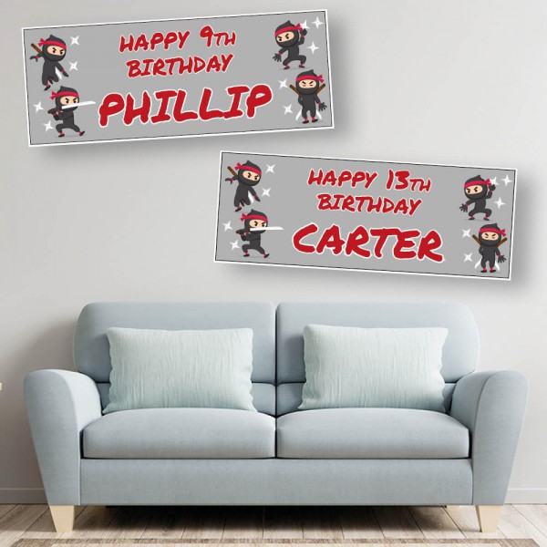 Black Ninja Personalised Birthday Banners