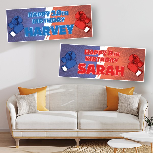 Boxing Gloves Personalised Birthday Banners
