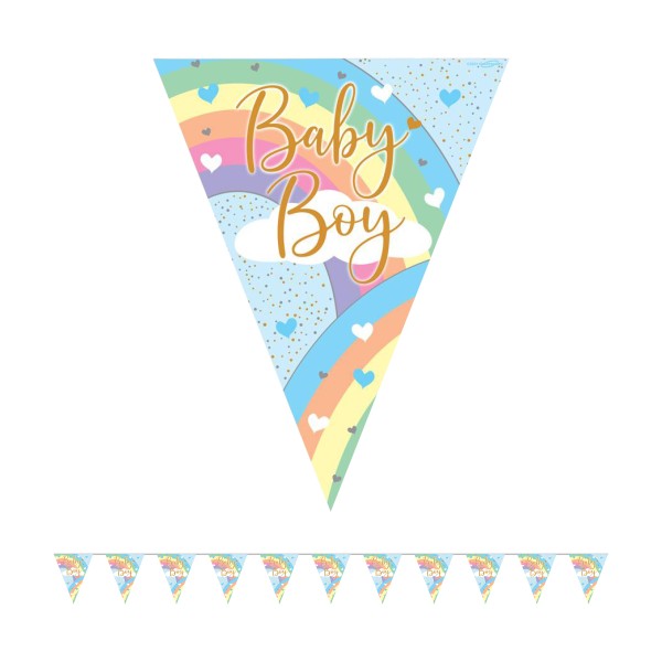 Holographic Baby Boy Rainbow Bunting