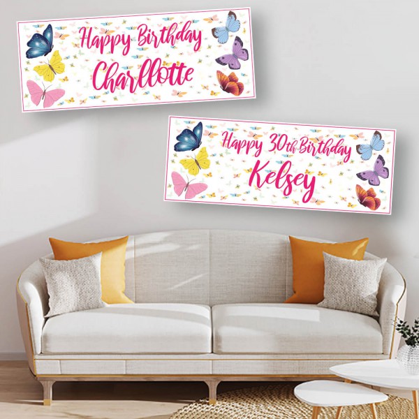 Butterfly Personalised  Birthday Banners