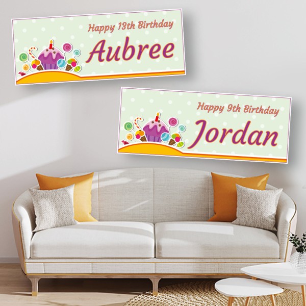 Celebration Cake and Sweet Personalised Birthday Banners
