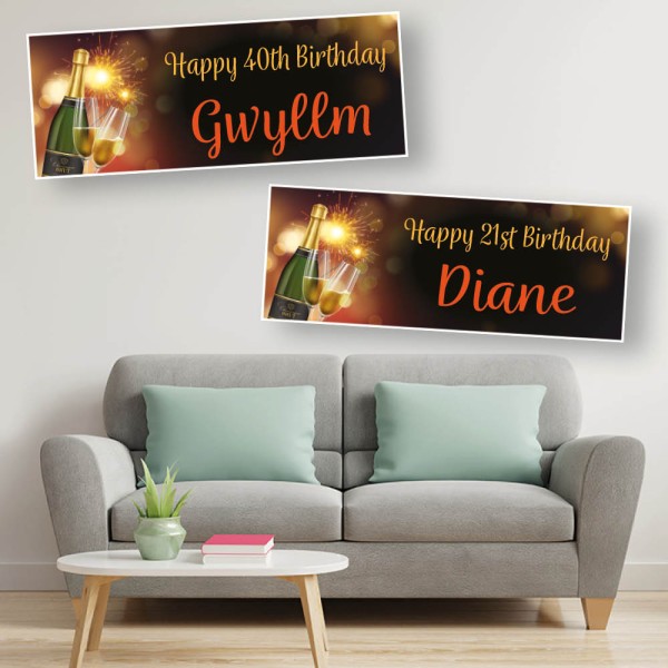 Champagne Sparkle Personalised Birthday Banners