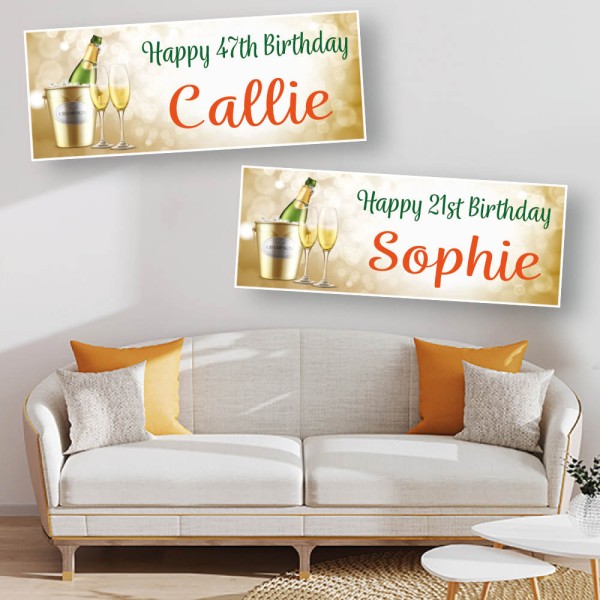 Champagne on Ice Personalised Birthday Banners