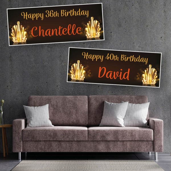 Champagne Gold Personalised Birthday Banners