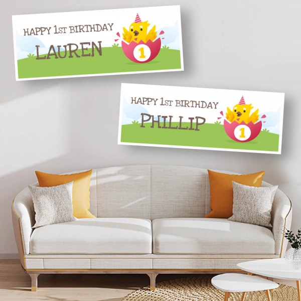 1st Birthday Little Chick Personalised Banners