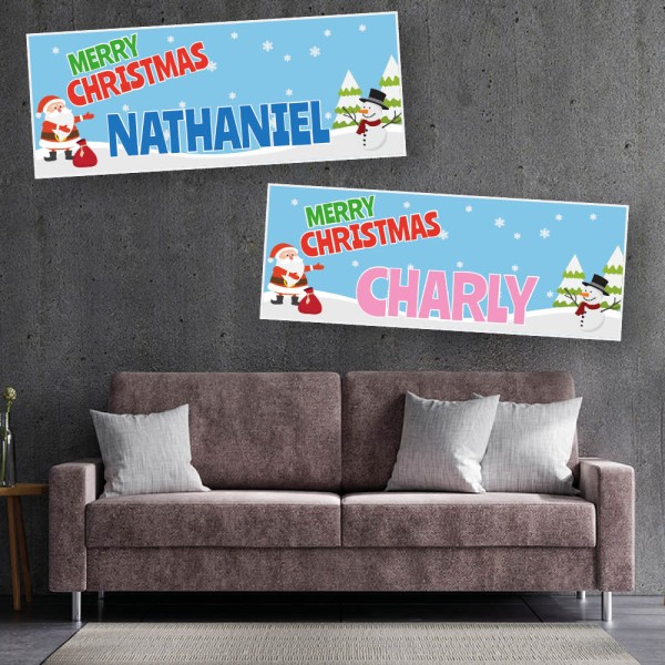 Santa & Snowman Personalised Christmas Banners