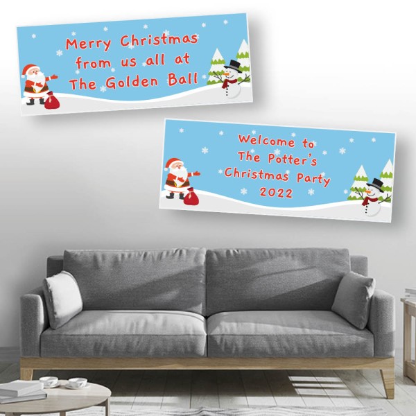 Santa & Snowman Personalised Christmas Celebration Banners