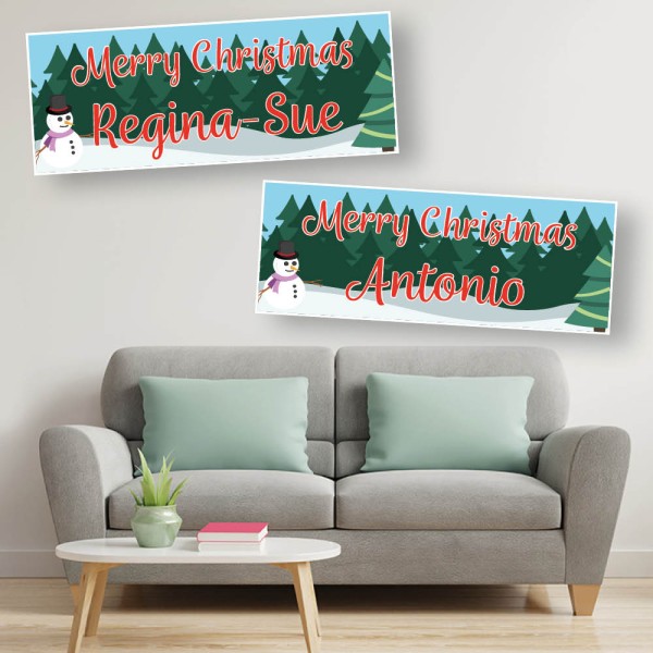 Merry Christmas Snowman Personalised Banners