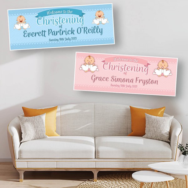 Christening Baby (Welcome to) Dove Personalised Banners