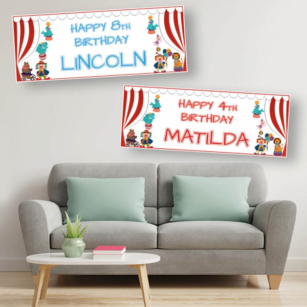 Circus Personalised Birthday Banners