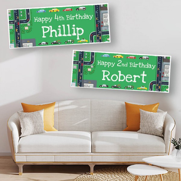 City Cars Personalised Birthday Banners