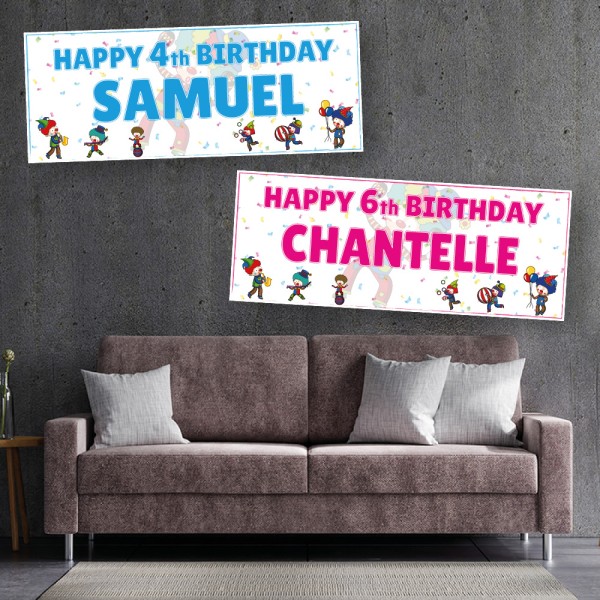 Clown Personalised Birthday Banners 